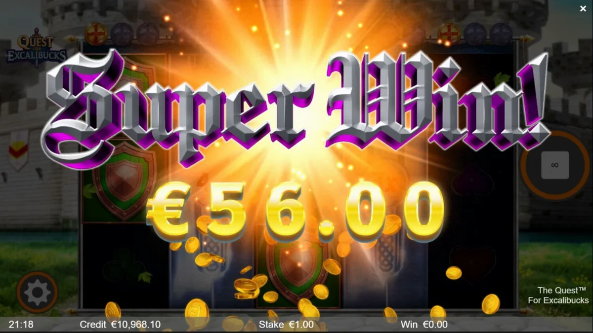 Pemandangan kastil abad pertengahan dalam slot The Quest for Excalibucks